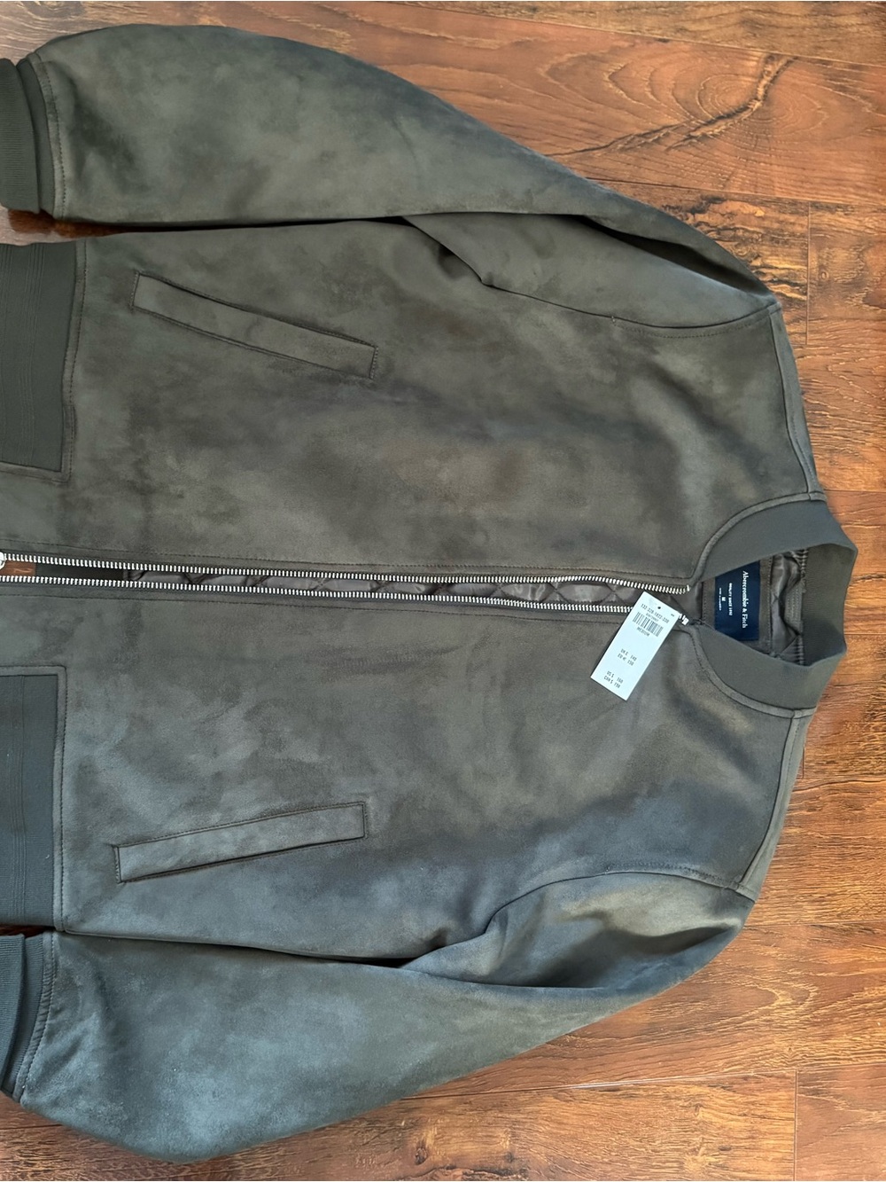 Abercrombie & Fitch Men's Suede-Look Bomber Jacket - Charcoal